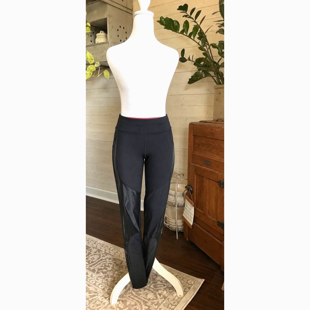 PureBarre Splits59 Legging Moto Faux Leather Mesh Workout size Med